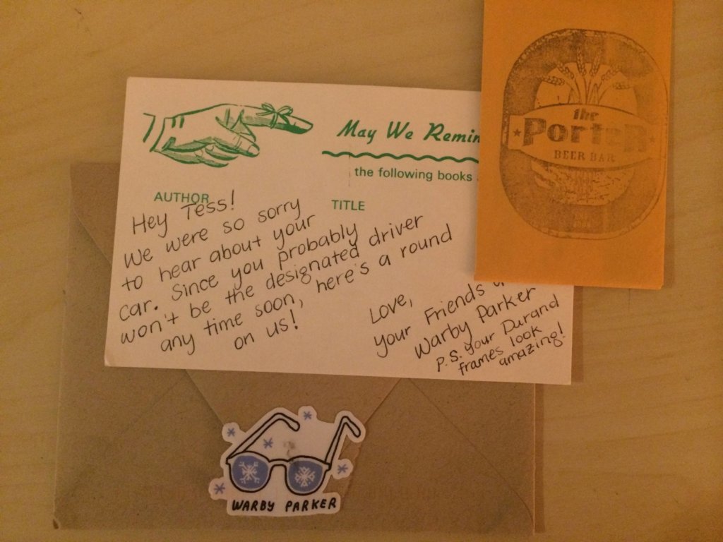 Warby Parker Customer Engagement Gift Certificate to Local Bar