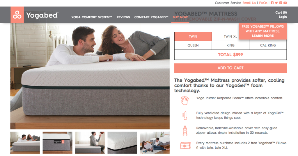 yogabed mattress ecommerce startup