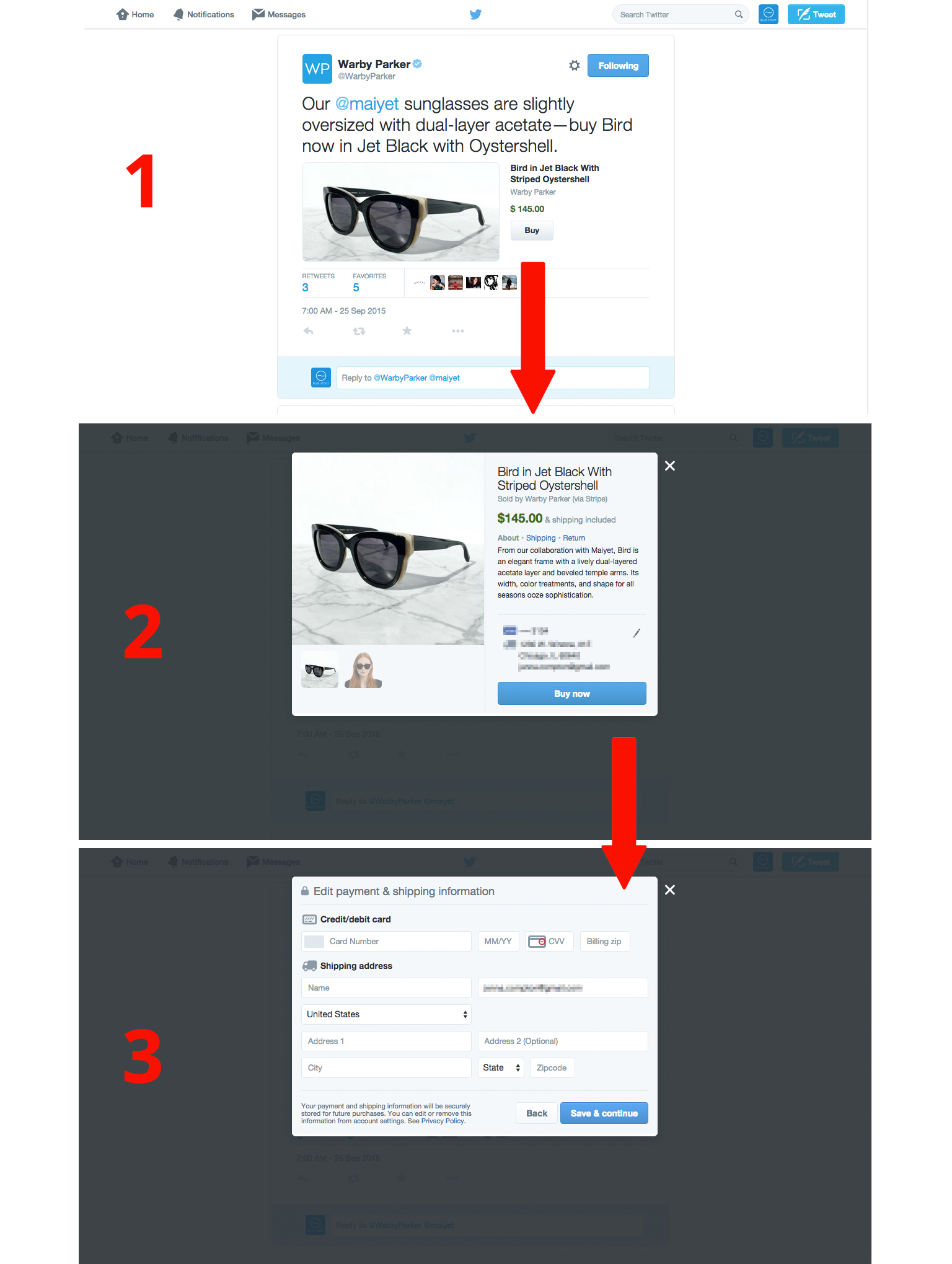 ecommerce sale by Warby Parker with Relay for social selling on Twitter 