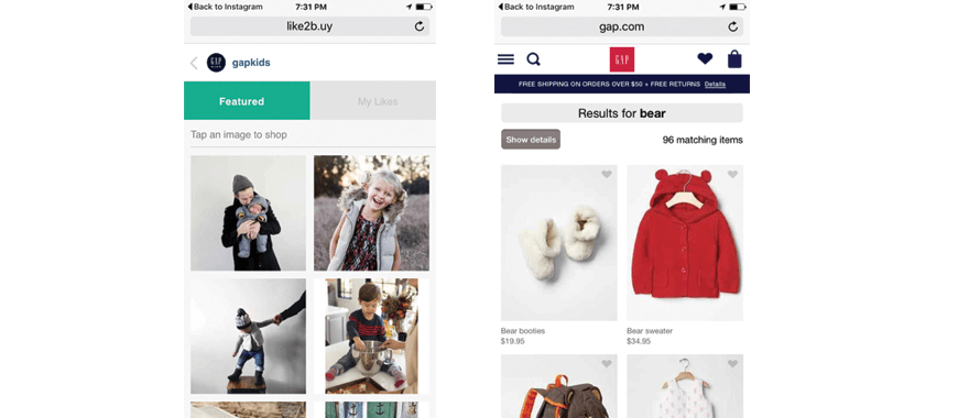 ecommerce social selling example instagram gap kids