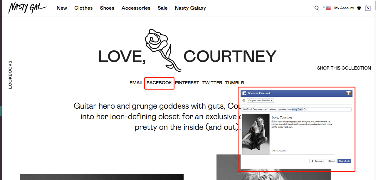 ecommerce influencer marketing Nasty Gal x Courtney Love