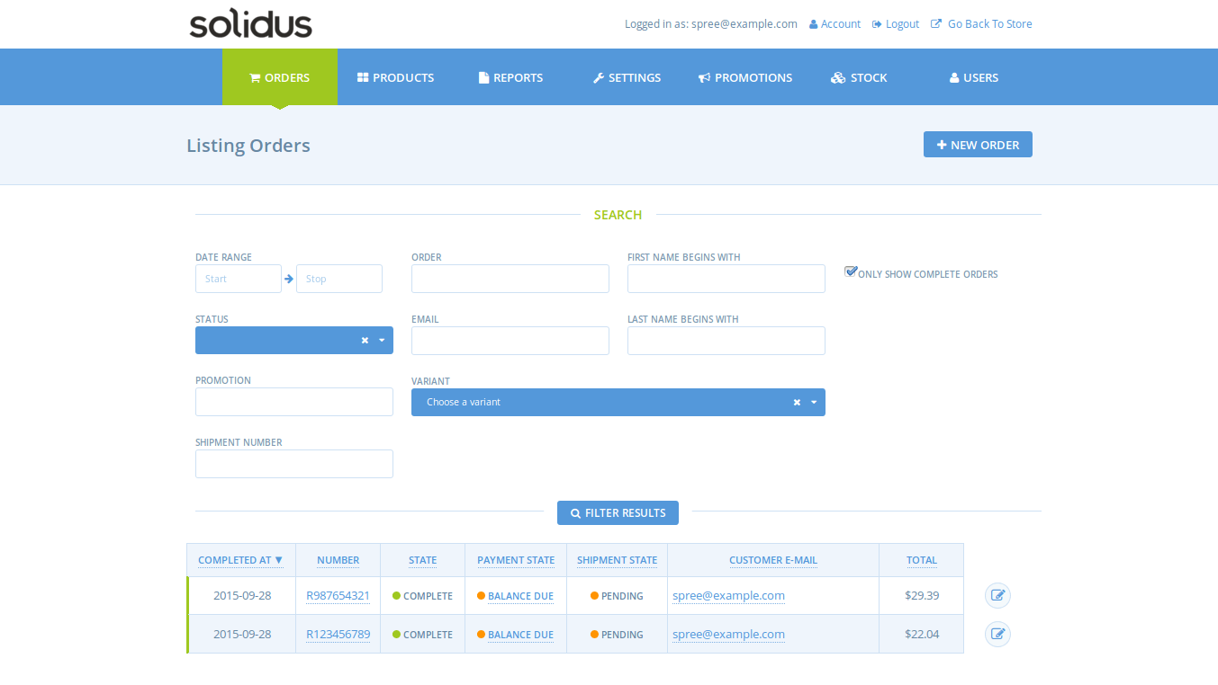 solidus admin dashboard ecommerce platform