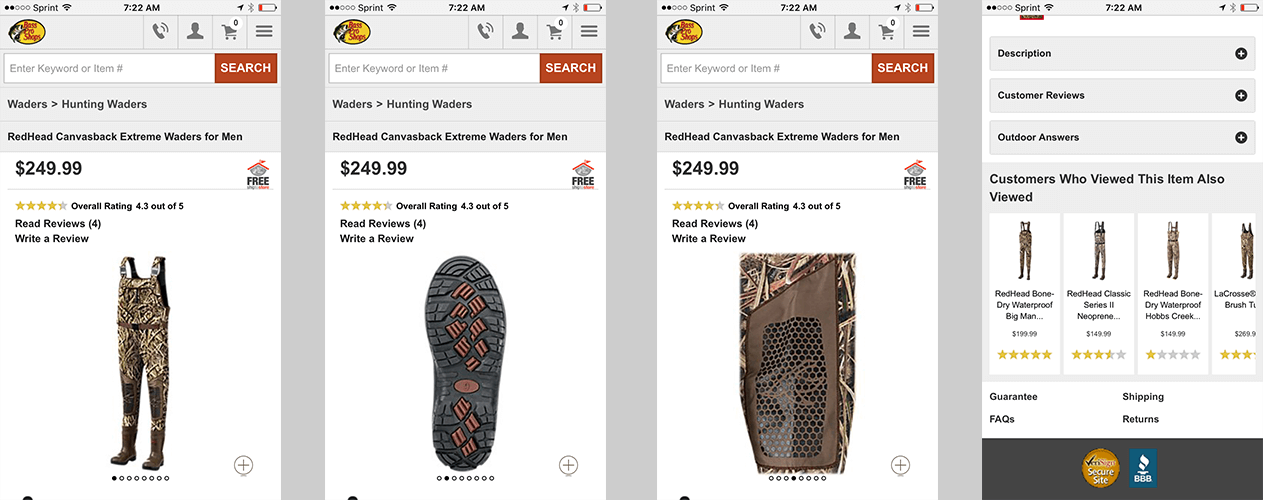 BassPro mobile product pages ecommerce conversions