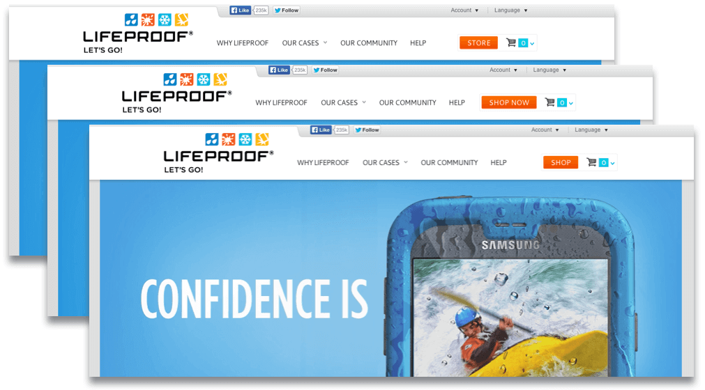 lifeproof button variations optimizely ab testing best practices