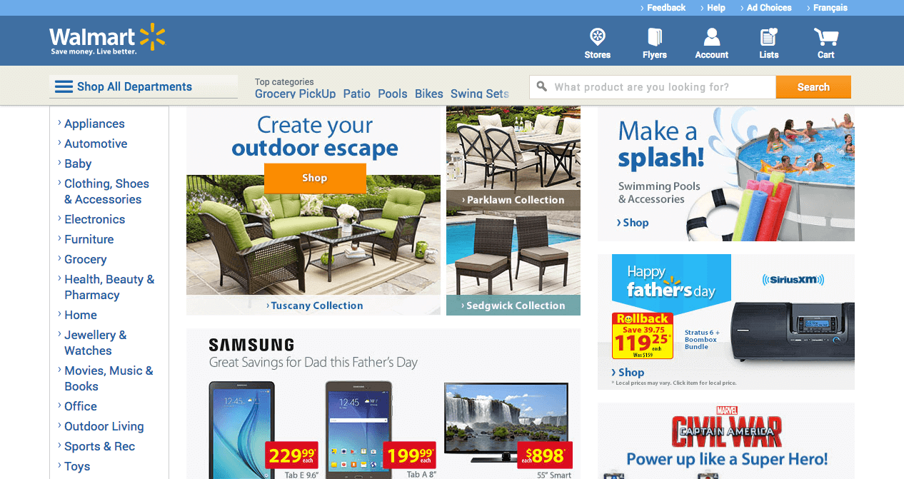 ecommerce mobile site design Walmart desktop