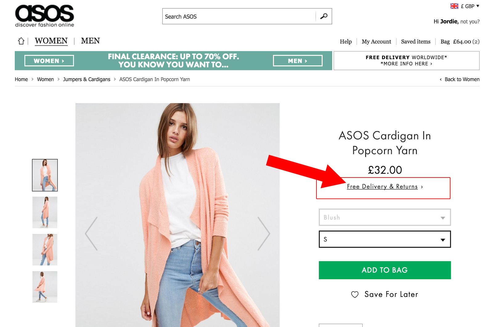 Asos cart recovery prevention free shipping