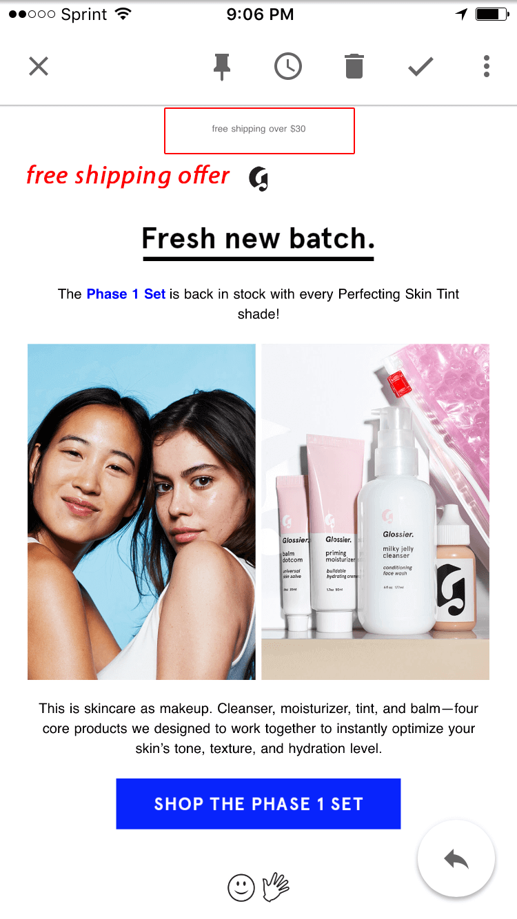 customer engagement strategies Glossier email 1