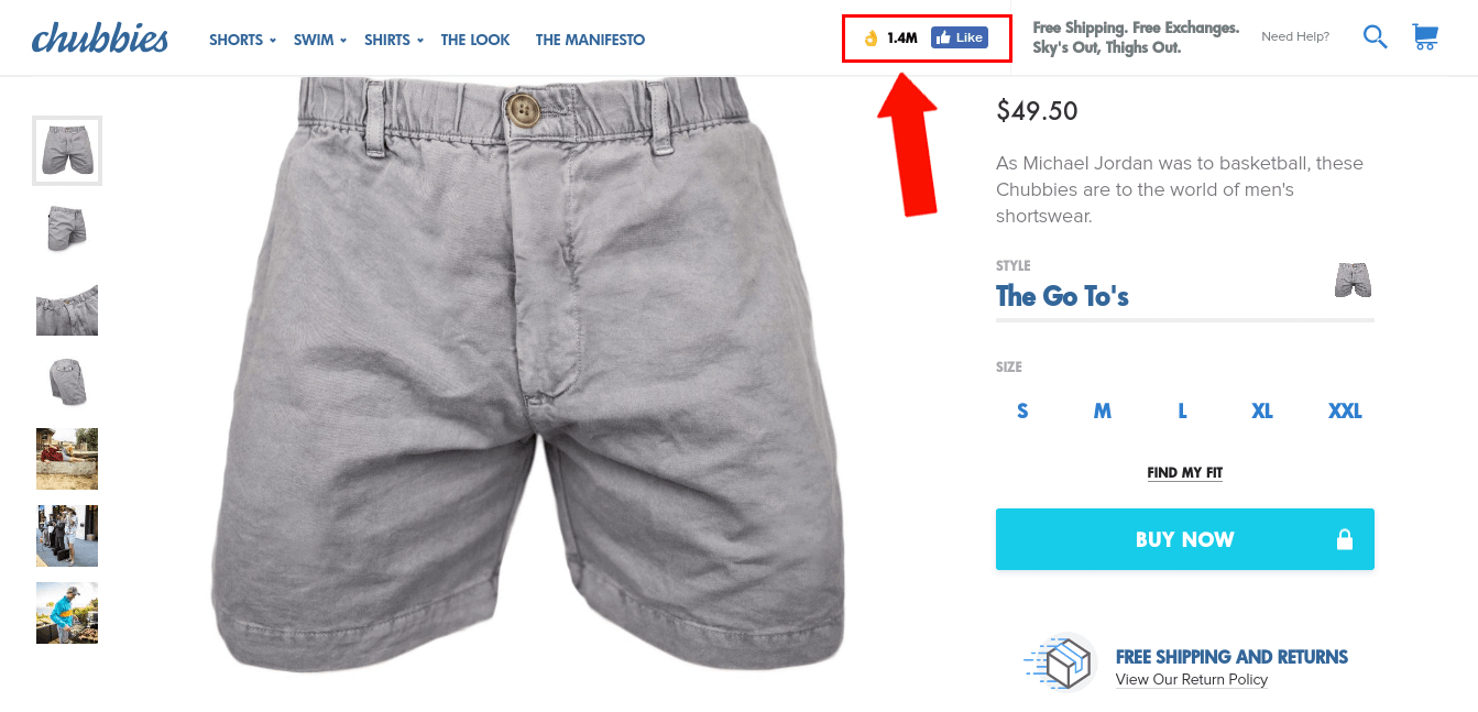 product page conversion strategy chubbies social proof