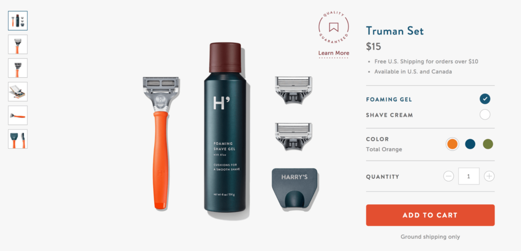 ecommerce optmization product pages Harrys